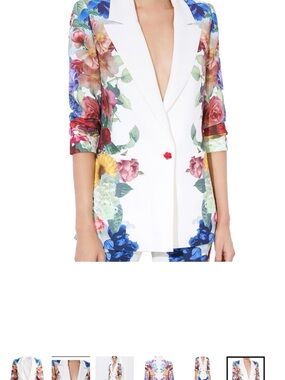 Alice + Olivia White Blazer with Multicolor Floral Print
